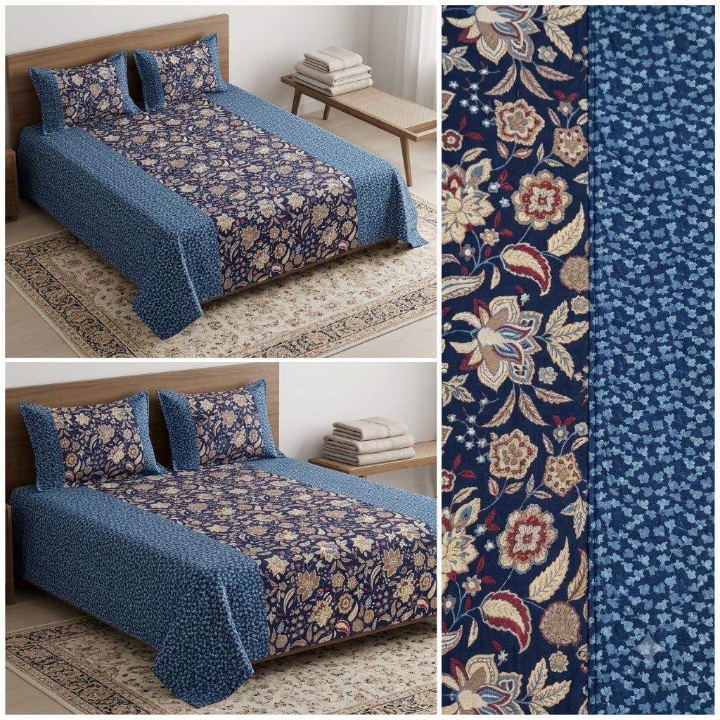 Ajrakh Pure Cotton King Size Bedsheet Set (108 x 108 Inches) Product Code :- 55B129RKEH
