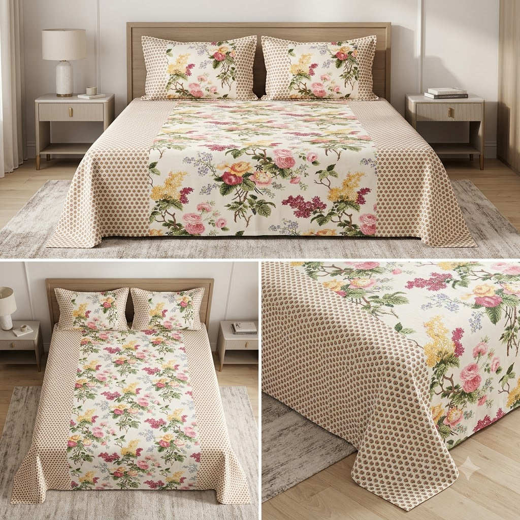 Ajrakh Pure Cotton King Size Bedsheet Set (108 x 108 Inches) Product Code :- 55B129RKEH