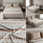 100% Pure Cotton Super King Size Bedsheet with 2 Pillow Covers – Premium Luxury Stripe Design (108 x 108 Inches)