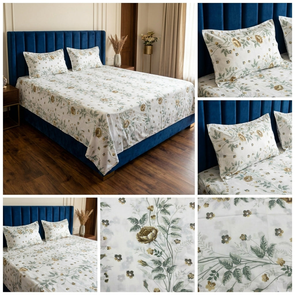 Premium  120 by 120 inch Super King Bedsheet Set – Jumbo Size | 100% Cotton Comfort
