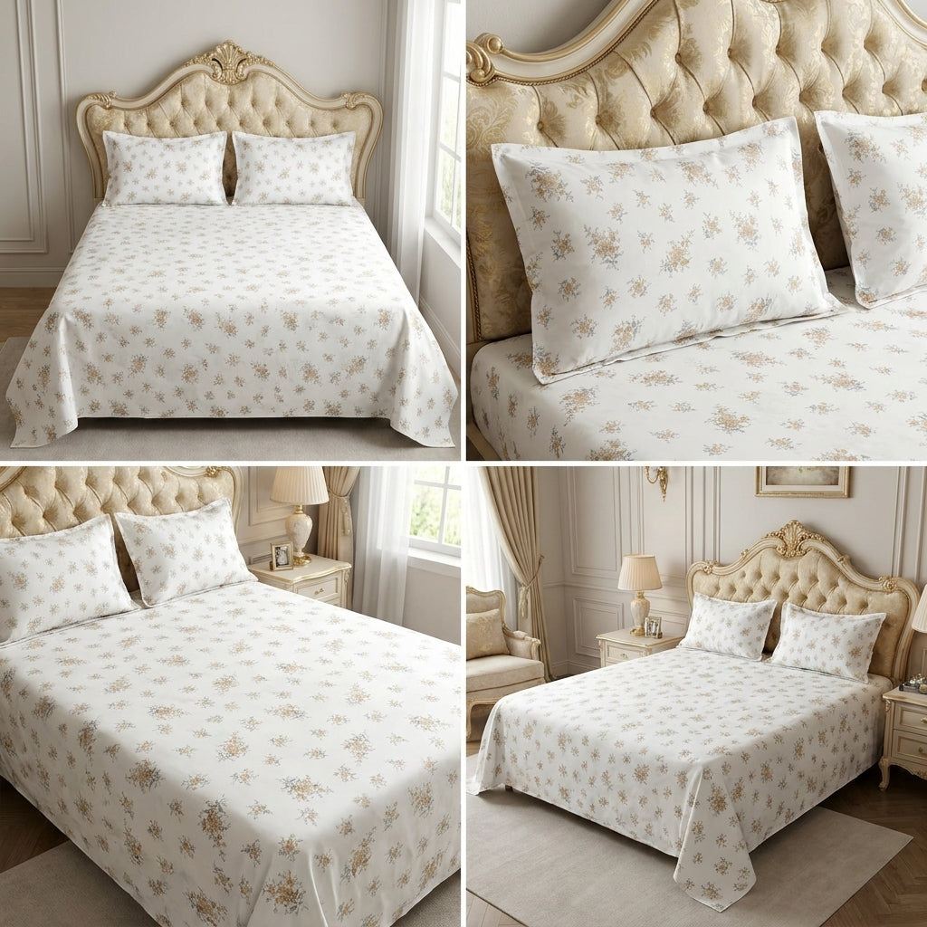Premium  120 by 120 inch Super King Bedsheet Set – Jumbo Size | 100% Cotton Comfort