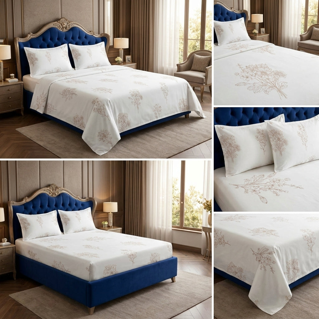 Premium  120 by 120 inch Super King Bedsheet Set – Jumbo Size | 100% Cotton Comfort