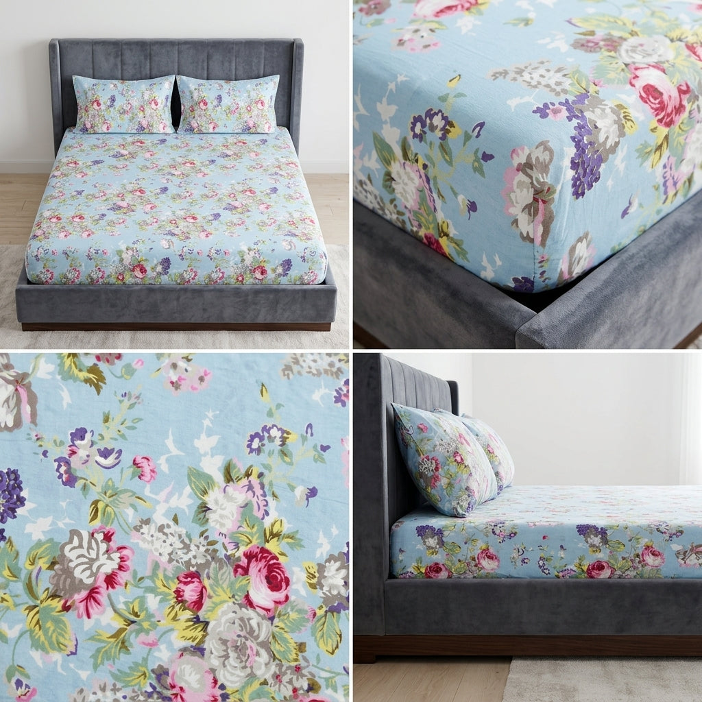 English Prints Fitted Bedsheets Pure Cotton h Product Code :- 55B93RKEH