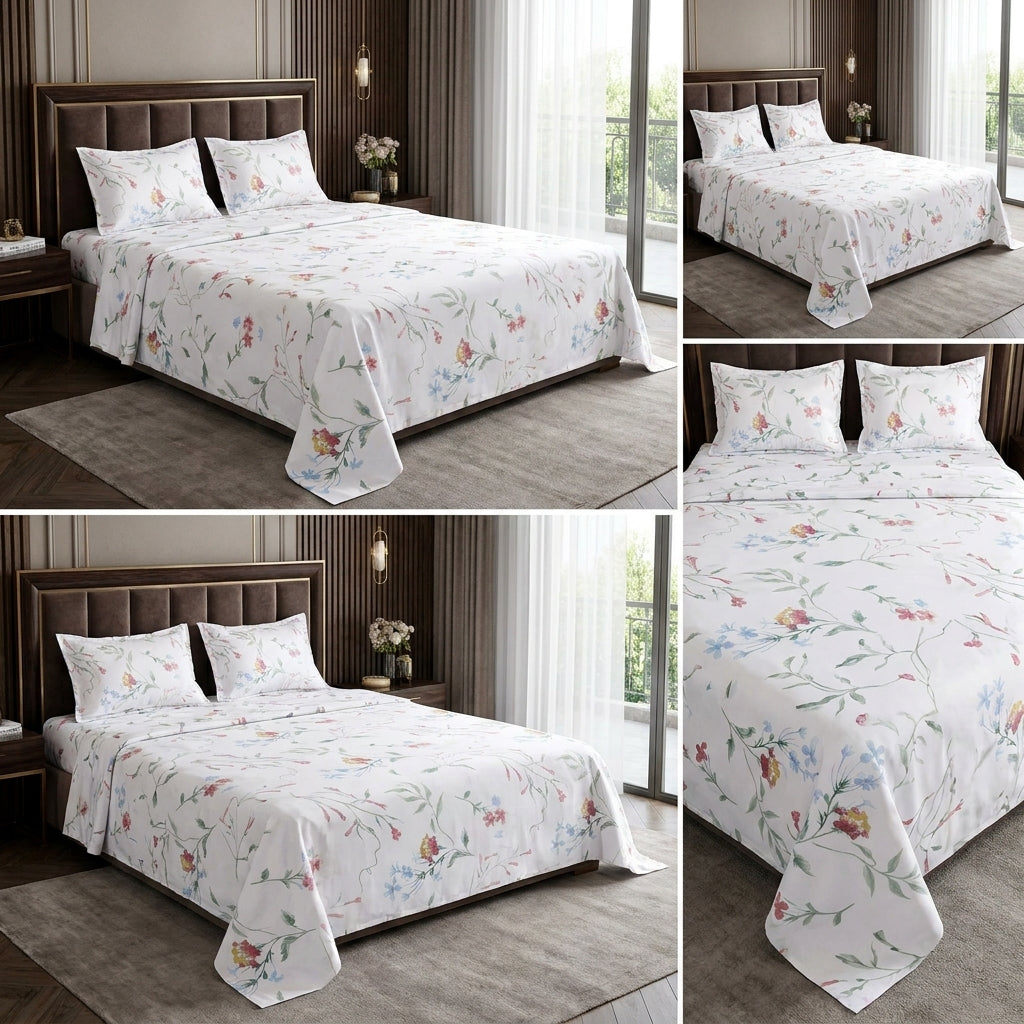 Premium  120 by 120 inch Super King Bedsheet Set – Jumbo Size | 100% Cotton Comfort