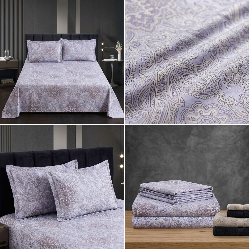 Cotton Printed Flat Bedsheet Set with 2 Pillow Covers