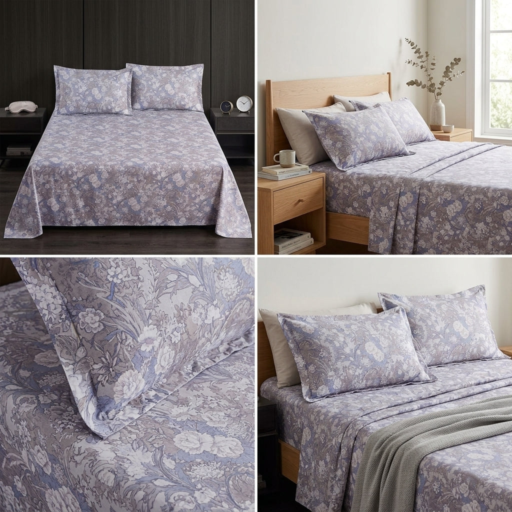 Cotton Printed Flat Bedsheet Set with 2 Pillow Covers
