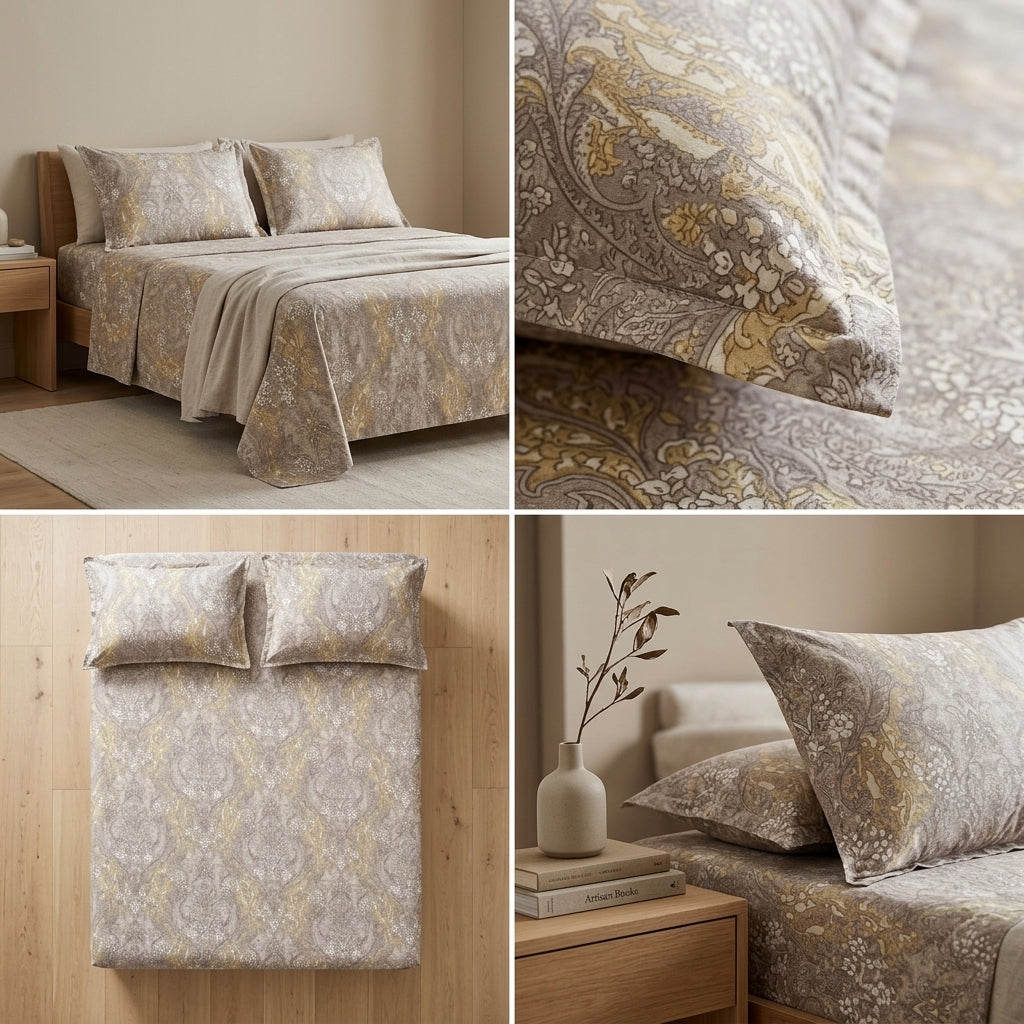 Cotton Printed Flat Bedsheet Set with 2 Pillow Covers