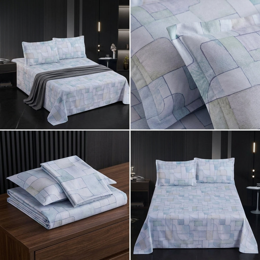 Cotton Printed Flat Bedsheet Set with 2 Pillow Covers