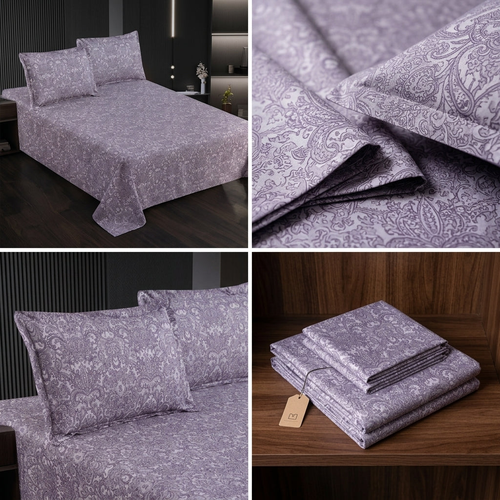 Cotton Printed Flat Bedsheet Set with 2 Pillow Covers