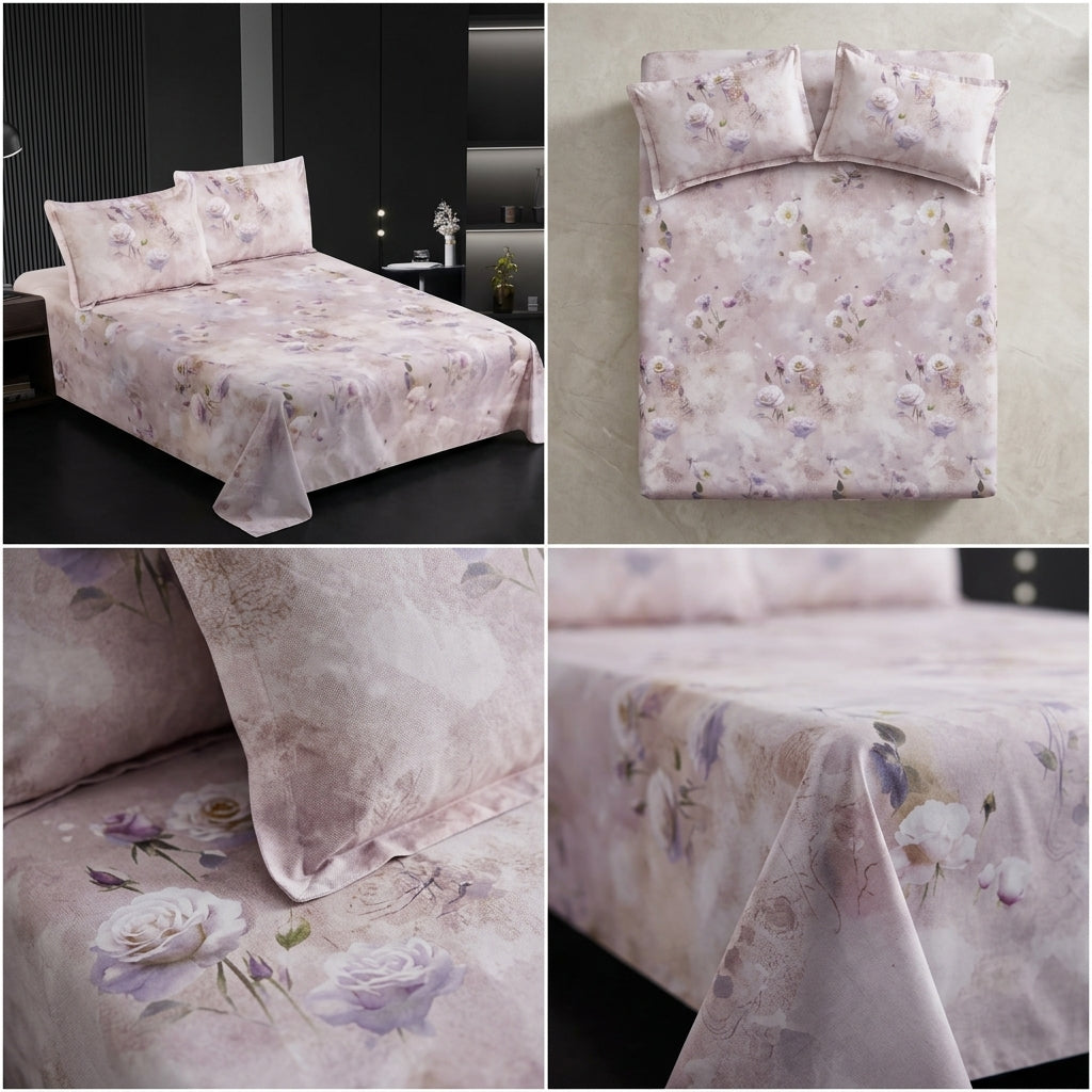 Cotton Printed Flat Bedsheet Set with 2 Pillow Covers