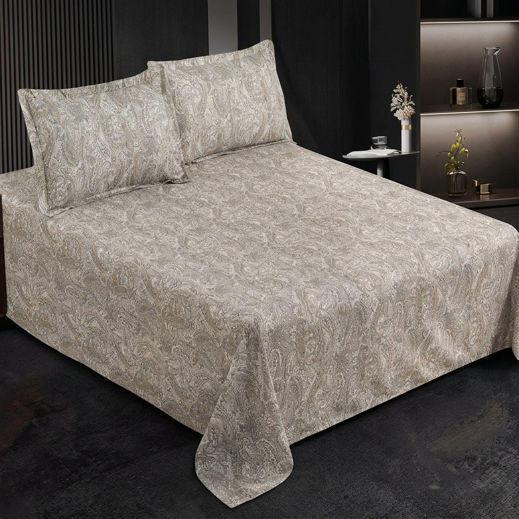 Cotton Printed Flat Bedsheet Set with 2 Pillow Covers