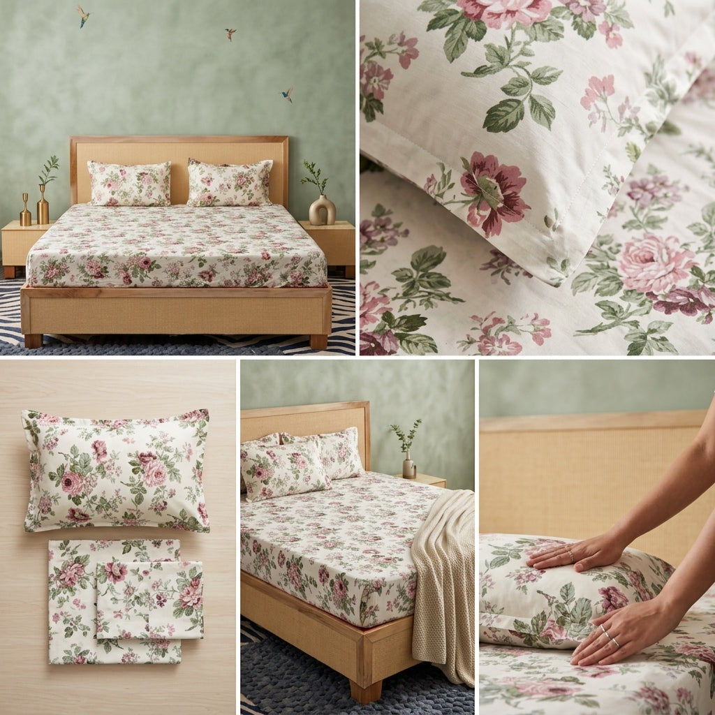 Fitted Bedsheets Pure Cotton 108 BY 108 Inch Product Code :- 55B89RKEH