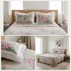 English Bedsheet With Lace Pillow Covers (108 * 108)