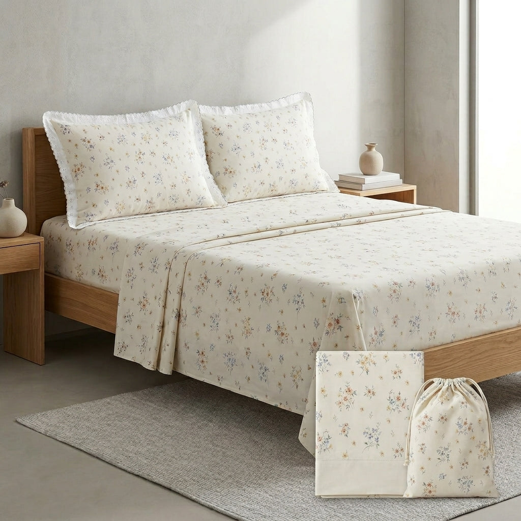 Premium Cottlin Bedsheet Set – Cotton & Linen Yarn Blend | King Size | 3 Piece Set