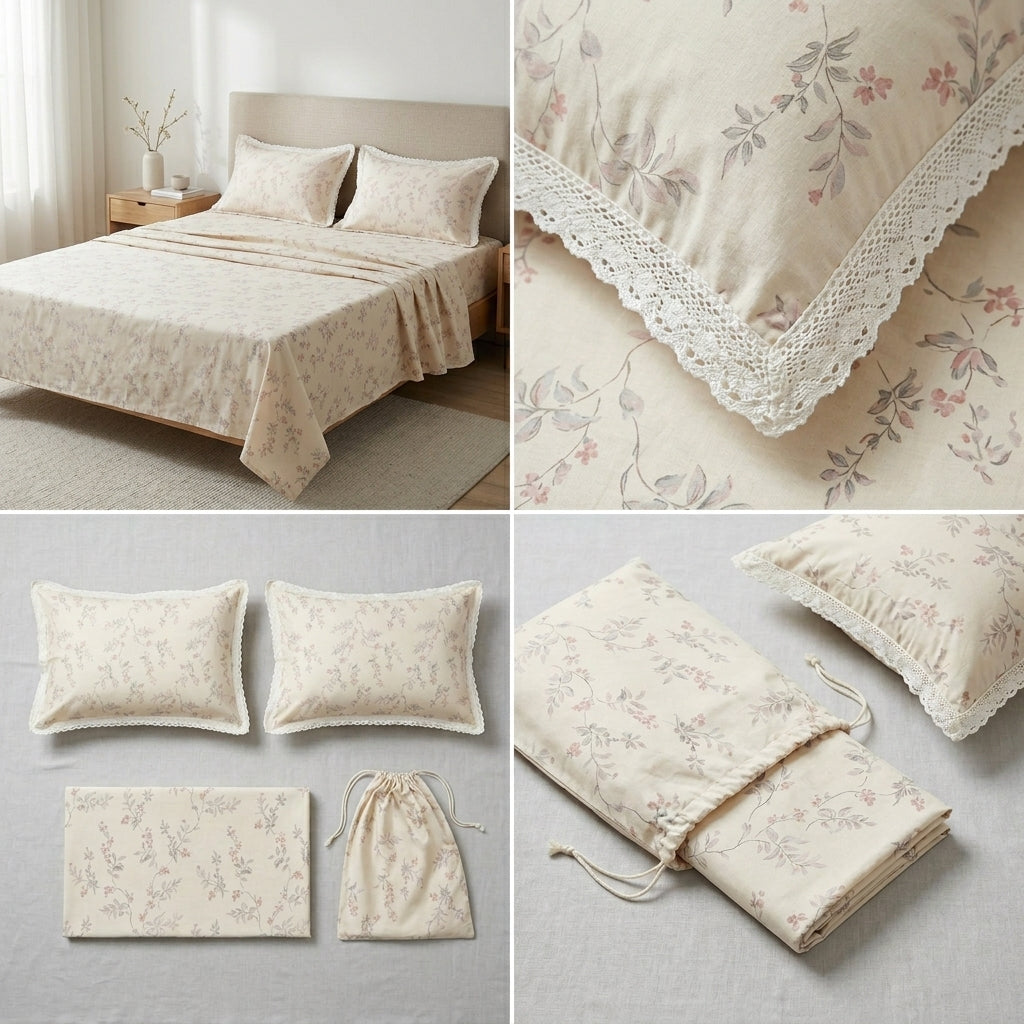 Premium Cottlin Bedsheet Set – Cotton & Linen Yarn Natural Fiber | King Size | 3 Piece Set Product Code :-55B269KEH