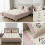 Block Print Bedsheet Set (108 x 108 inches) with 2 Pillow Covers Product Code :- 55B106RKEH