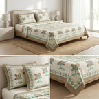 Block Print Bedsheet Set (108 x 108 inches) with 2 Pillow Covers Product Code :- 55B106RKEH
