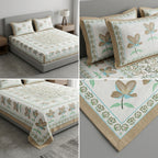 Block Print Bedsheet Set (108 x 108 inches) with 2 Pillow Covers Product Code :- 55B106RKEH