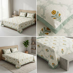 Block Print Bedsheet Set (108 x 108 inches) with 2 Pillow Covers Product Code :- 55B106RKEH