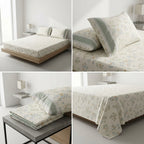 English Floral Bedsheet with Designer Lace Pillow Covers Pure Cotton