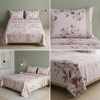 English Floral Bedsheet with Designer Lace Pillow Covers Pure Cotton