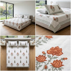 Block Prints Percale 300 TC Jumbo King Size Cotton Bedsheet Set (120 × 120 Inches) Product Code:- 55B198RKEH