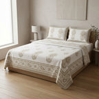 Block Prints Percale 300 TC Jumbo King Size Cotton Bedsheet Set (120 × 120 Inches) Product Code:- 55B198RKEH