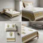 Block Prints Percale 300 TC Jumbo King Size Cotton Bedsheet Set (120 × 120 Inches) Product Code:- 55B198RKEH