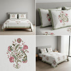 Block Prints Percale 300 TC Jumbo King Size Cotton Bedsheet Set (120 × 120 Inches) Product Code:- 55B198RKEH