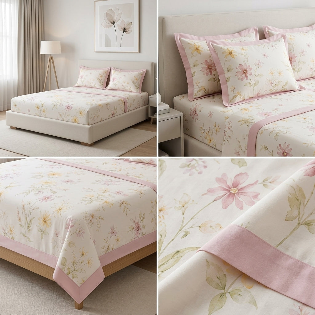 350 Thread Count Pure Cotton Floral Bedsheet Set King size
