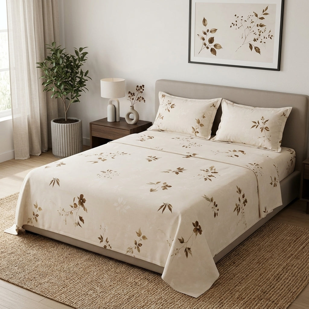 350 Thread Count Pure Cotton Floral Bedsheet Set King size
