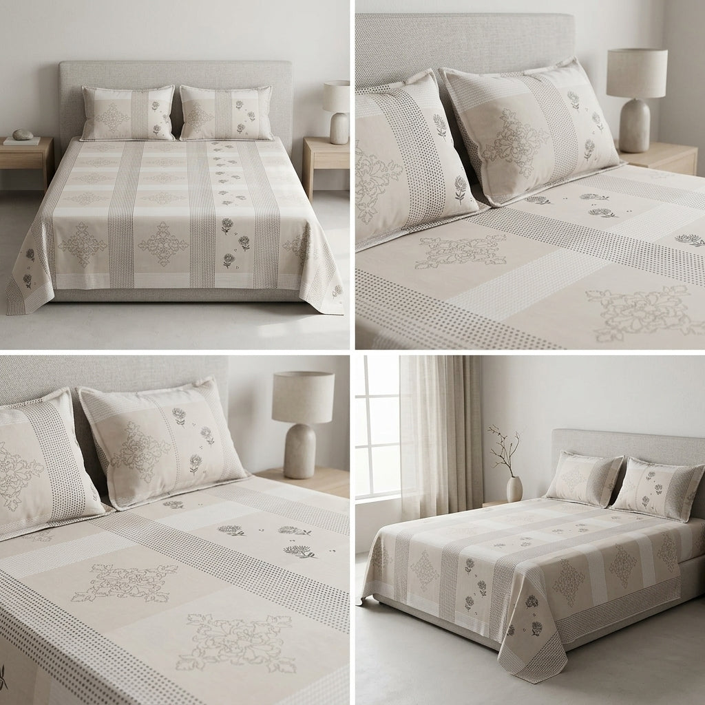 Premium Jumbo Bedsheet – 120 x 120 Inches | Super King 100 % Pure Cotton Size Product Code :- 55B138RKEH