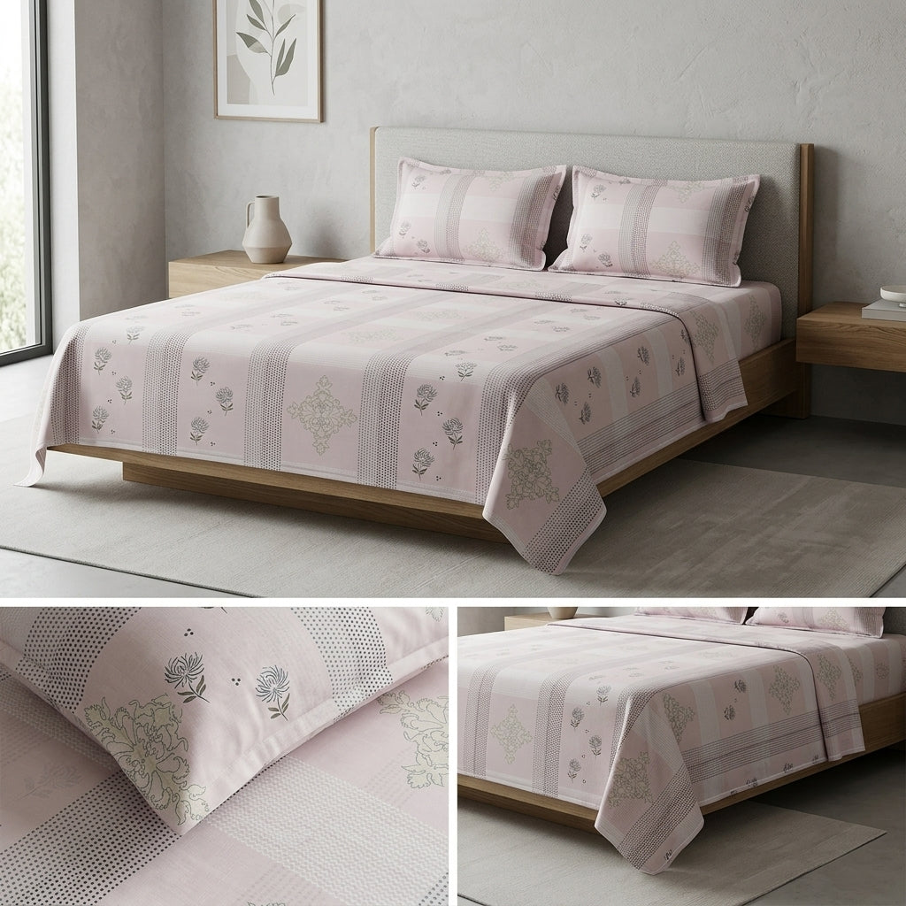 Premium Jumbo Bedsheet – 120 x 120 Inches | Super King 100 % Pure Cotton Size Product Code :- 55B138RKEH