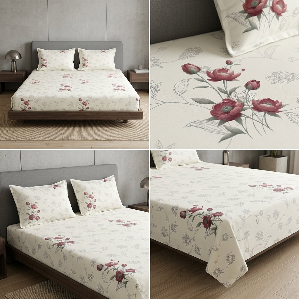Premium Jumbo Bedsheet – 120 x 120 Inches | Super King 100 % Pure Cotton Size Product Code :- 55B138RKEH