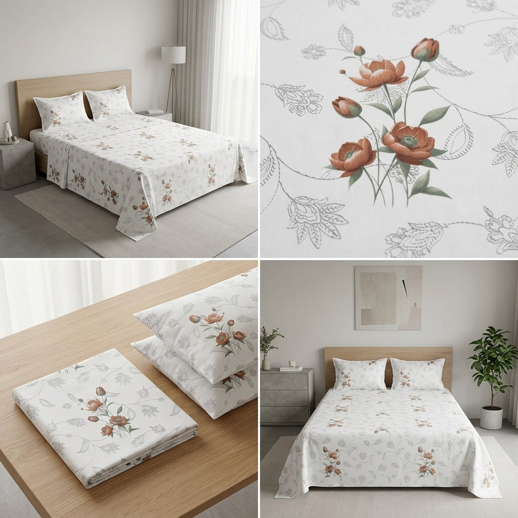 Premium Jumbo Bedsheet – 120 x 120 Inches | Super King 100 % Pure Cotton Size Product Code :- 55B138RKEH