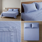 Stripe Thick Cotton Bedsheet with 2 Pillow Covers - 108 / 108 Inch