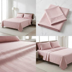 Stripe Thick Cotton Bedsheet with 2 Pillow Covers - 108 / 108 Inch