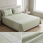 Gingham Checks King Size Bedcover Set