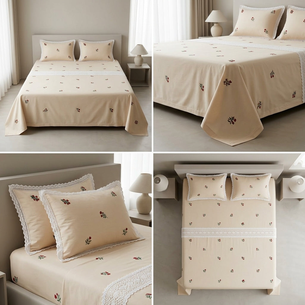 Premium Embroidered King Size Bedcover Set