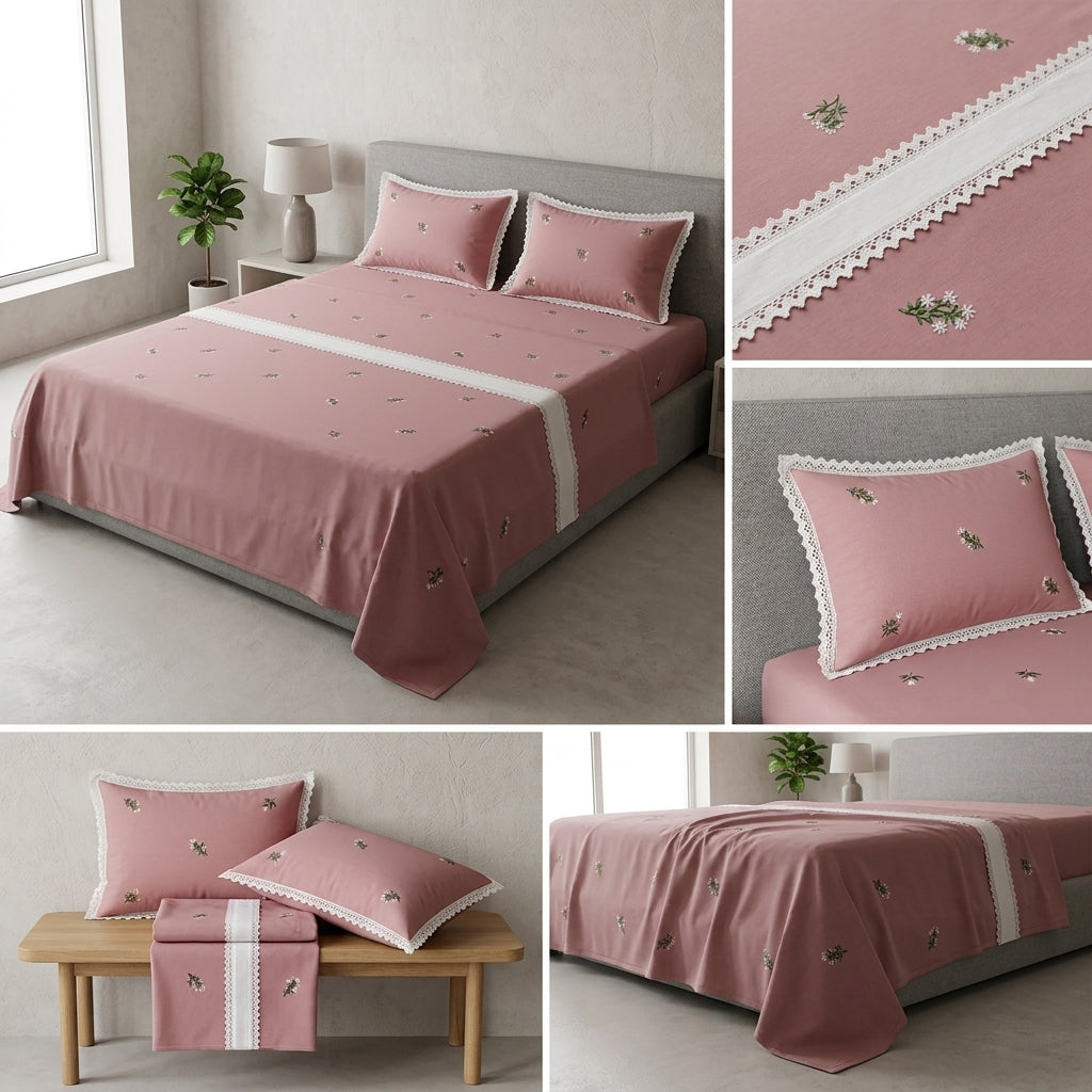 Premium Embroidered King Size Bedcover Set