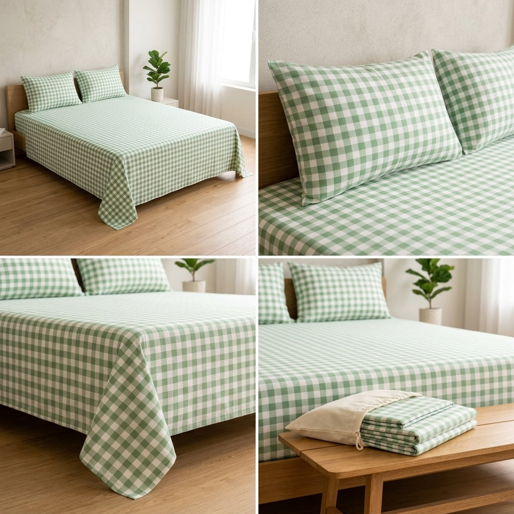 English Gingham Checks Bedsheet | King Size