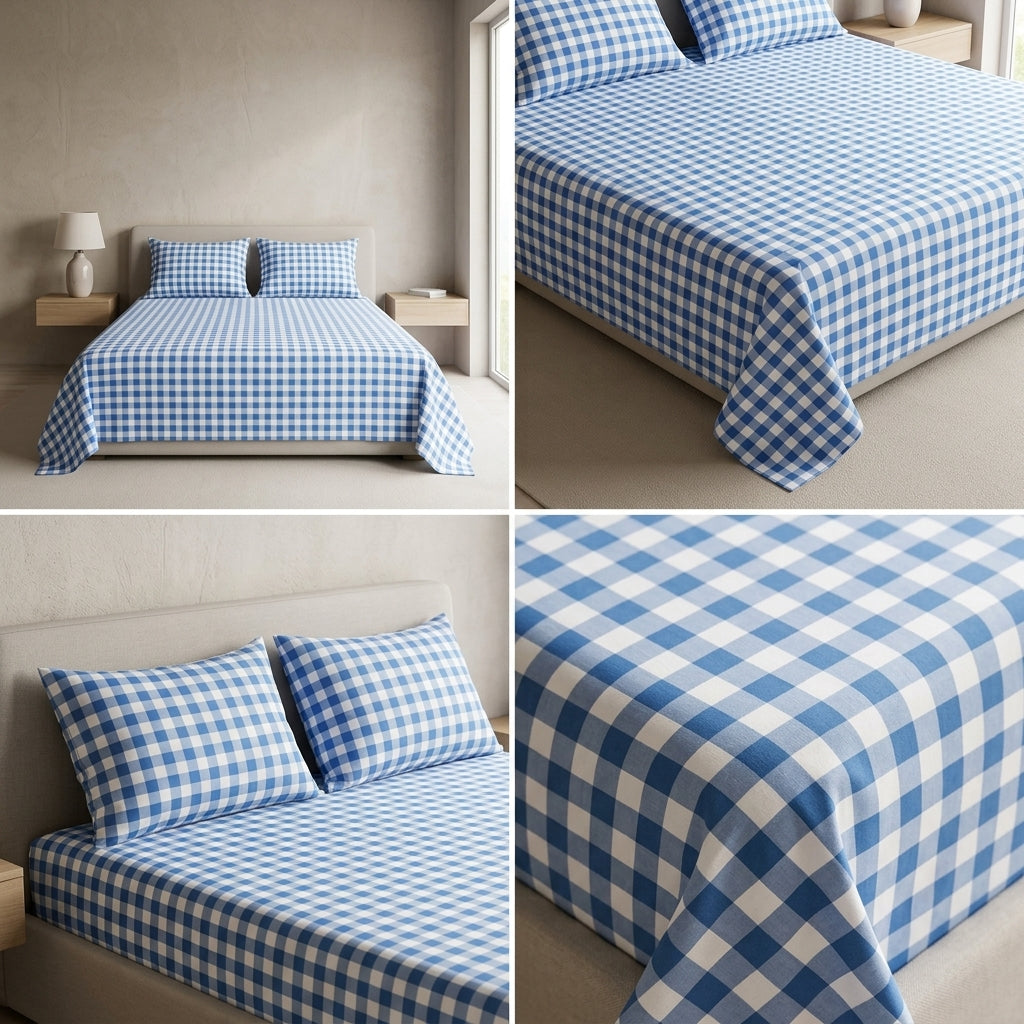 English Gingham Checks Bedsheet | King Size