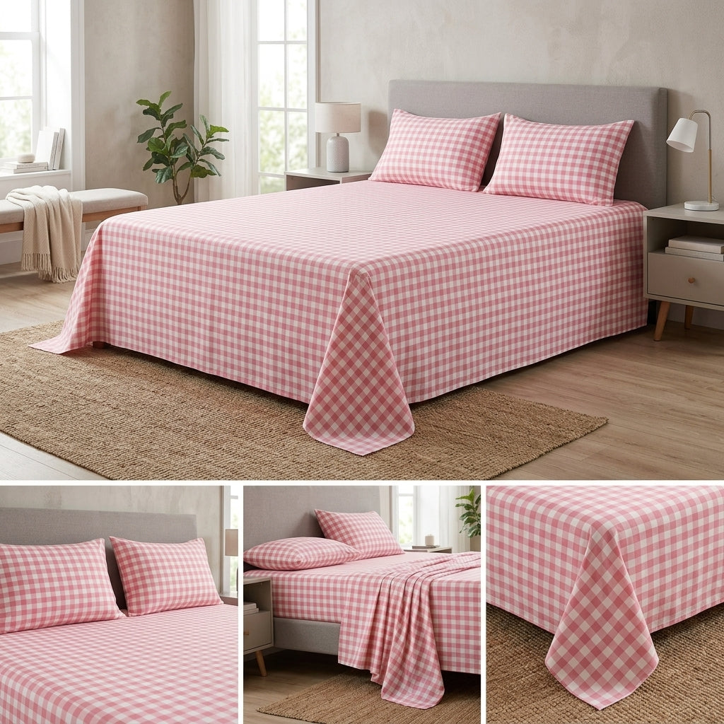 English Gingham Checks Bedsheet | King Size