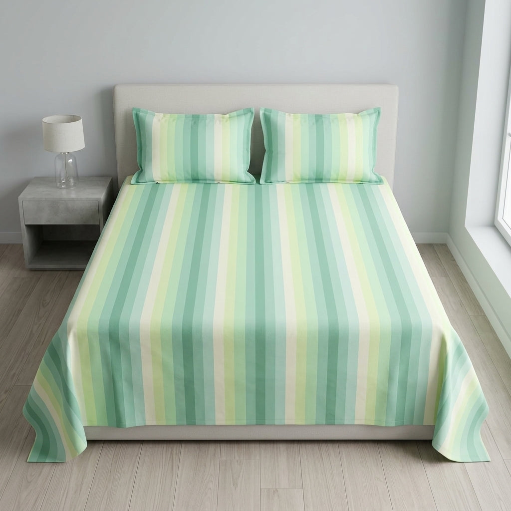 Thick Cotton Havana Stripes Bedsheet Set | King Size