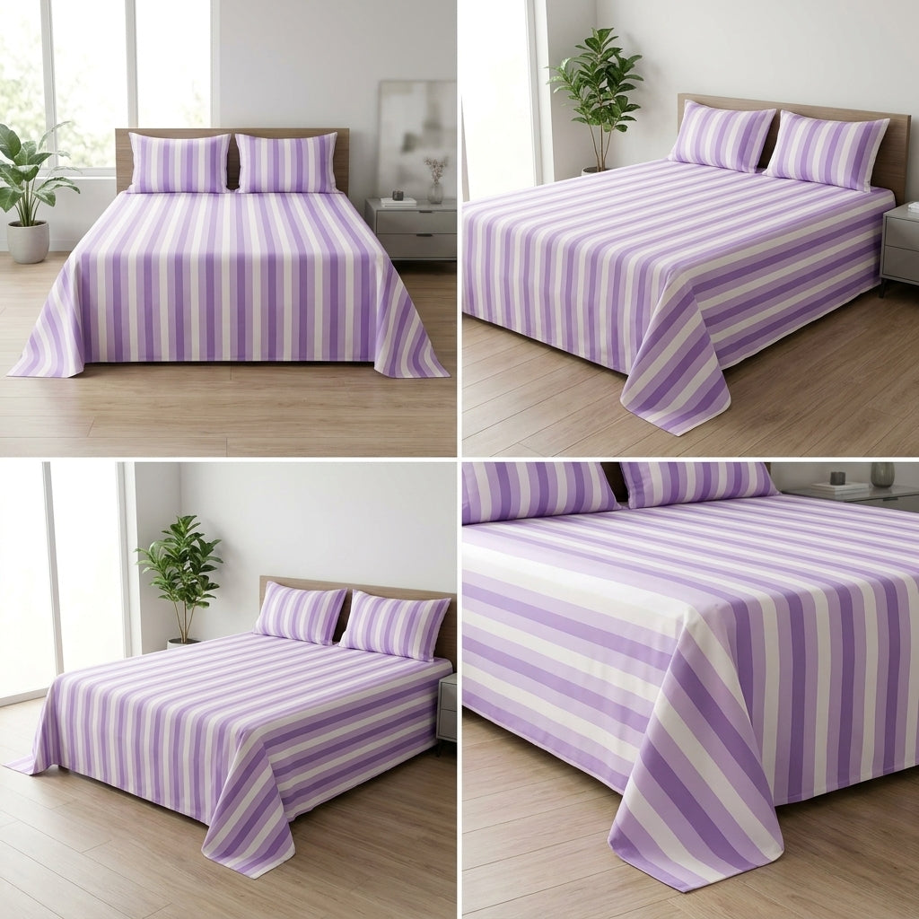 Thick Cotton Havana Stripes Bedsheet Set | King Size