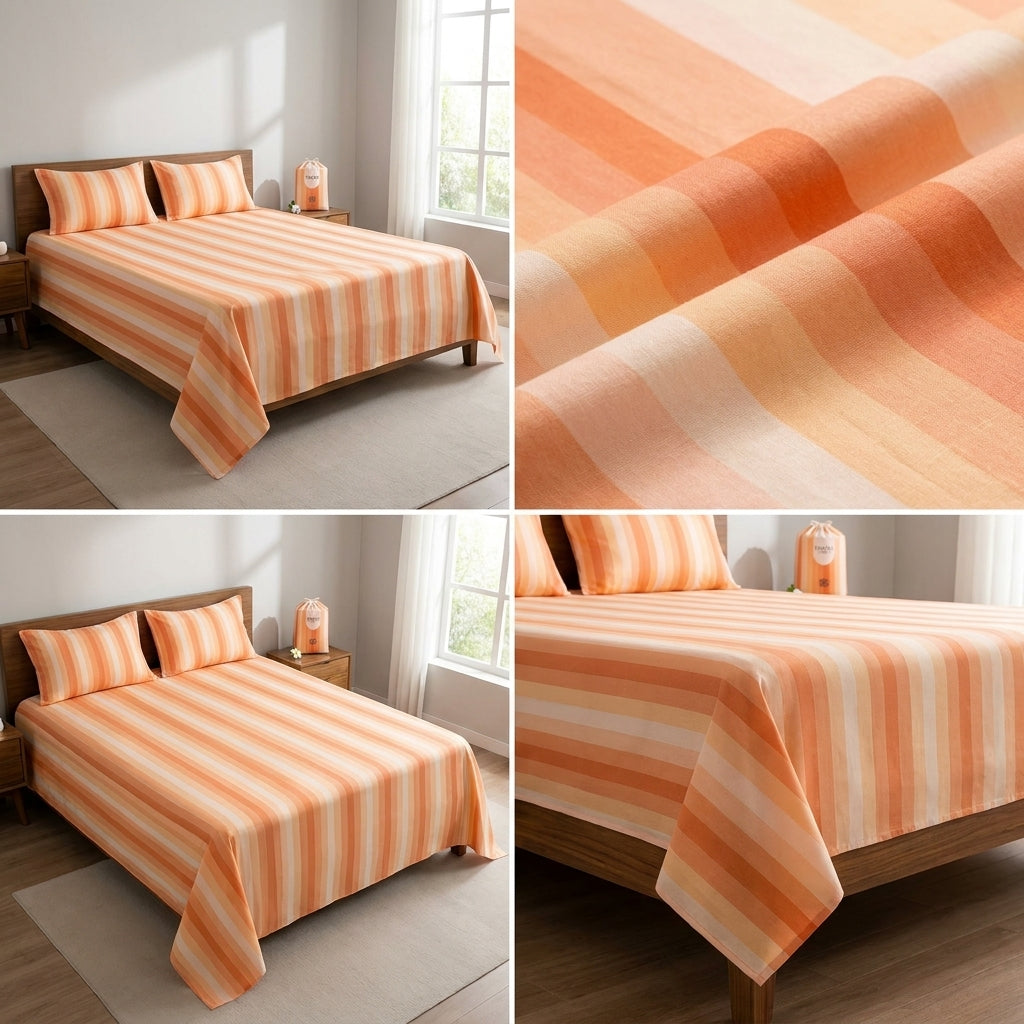 Thick Cotton Havana Stripes Bedsheet Set | King Size