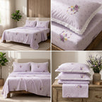 Luxury Floral King Size Bedsheet with Lace Pillow Covers Product Code:- 55B1150RKEH