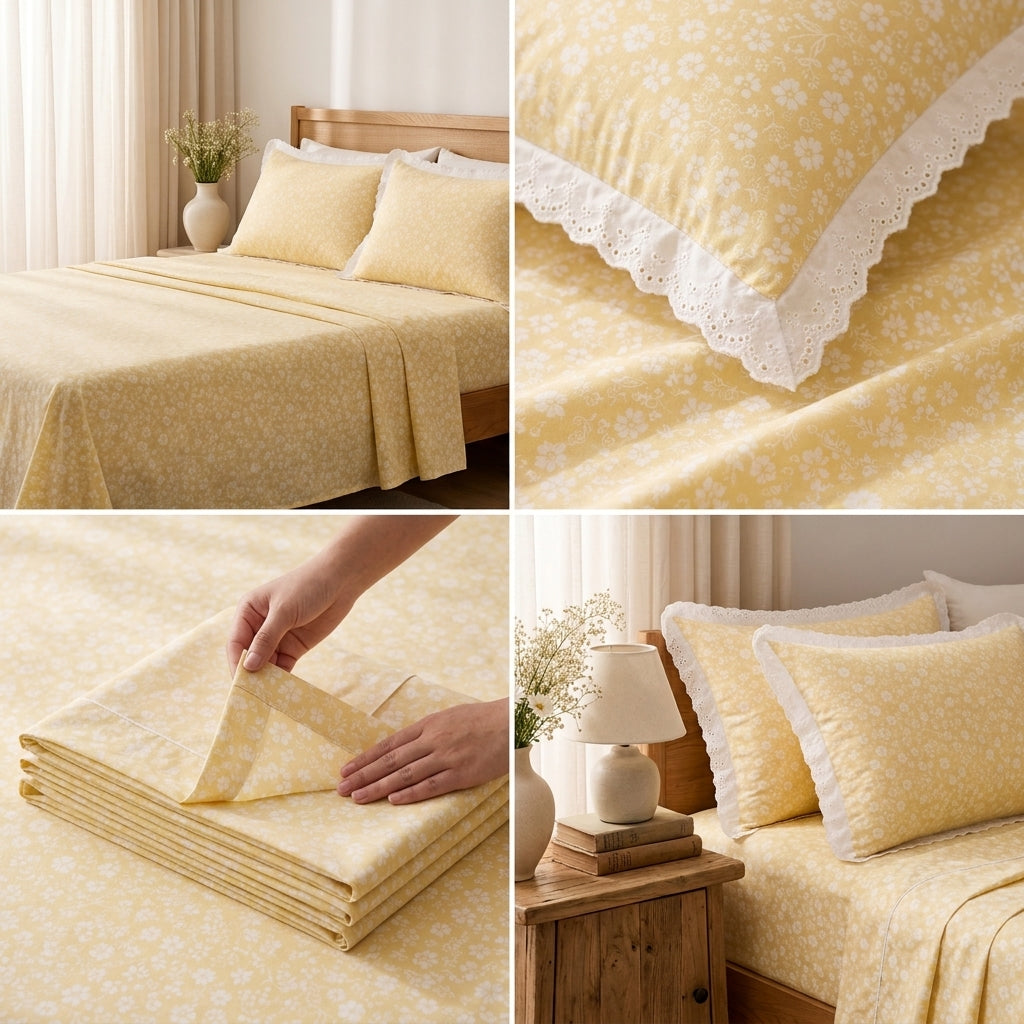 Luxury Floral King Size Bedsheet with Lace Pillow Covers Product Code:- 55B1150RKEH