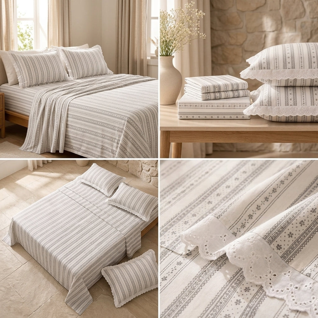 Luxury Floral King Size Bedsheet with Lace Pillow Covers Product Code:- 55B1150RKEH