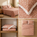 Luxury Floral King Size Bedsheet with Lace Pillow Covers Product Code:- 55B1150RKEH